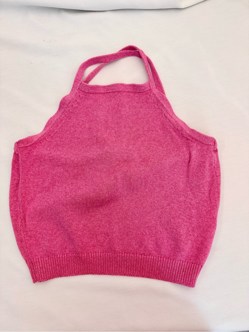 Anthropologie pink halter high neck sweater tank with tie back XS